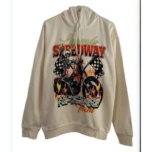 Rue21 Hoodie White/Cream Men’s Size XL Cotton Fleece Unisex Sweatshirt